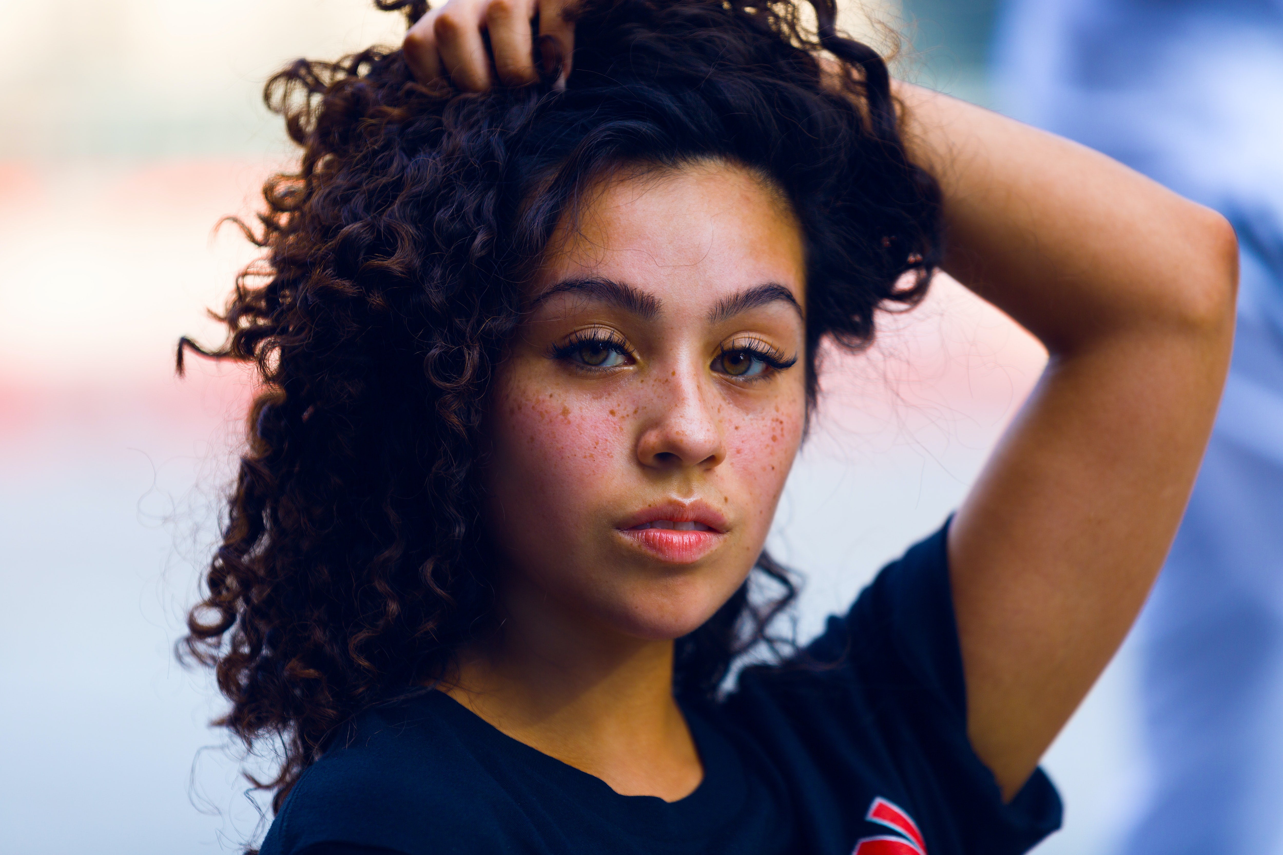 Girl showing off her fabulous curly hair