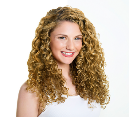 Girl with blonde curly hair